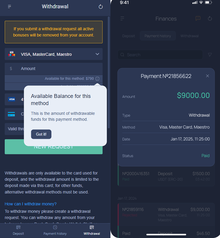 Withdrawalprocessing